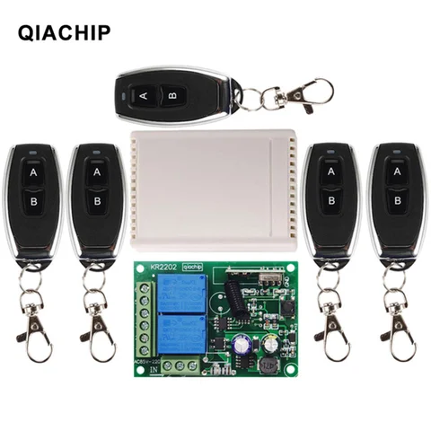 Универсальный беспроводной пульт дистанционного управления QIACHIP 433 МГц 85 в 110 В 220 В переменного тока 2-канальный релейный модуль приемника и ...