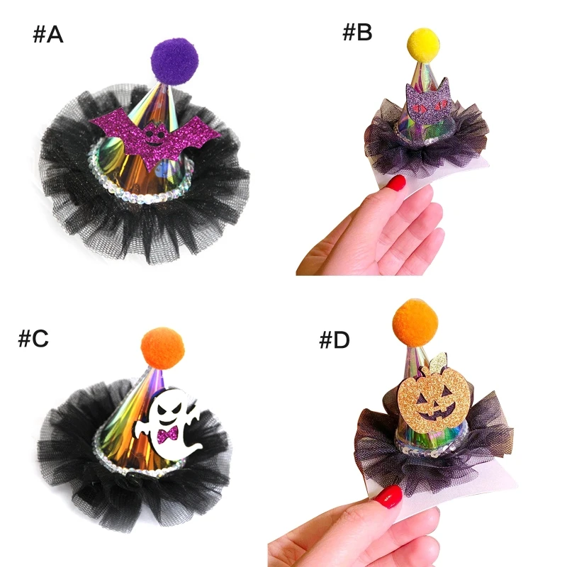 

New style Mini Witch Hat Hair Clip Barrettes Glowing Hairpin Halloween Cosplay Costume