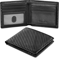 teehon carbon fiber leather men wallet rfid credit card holder black purse