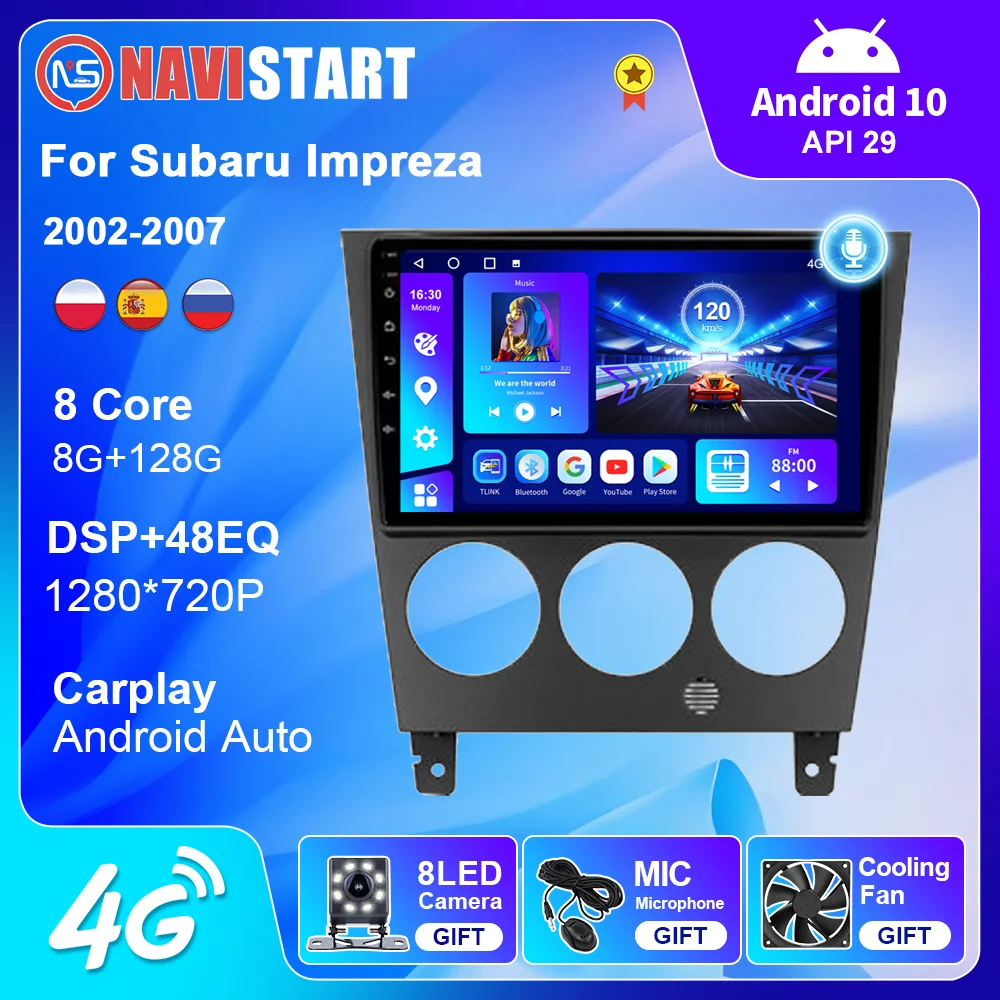 

NAVISTART Android 10 Car Radio for Subaru Impreza 2002-2007 Stereo Multimedia 2 Din Auto Radio Carplay DSP GPS Navi DVD Player