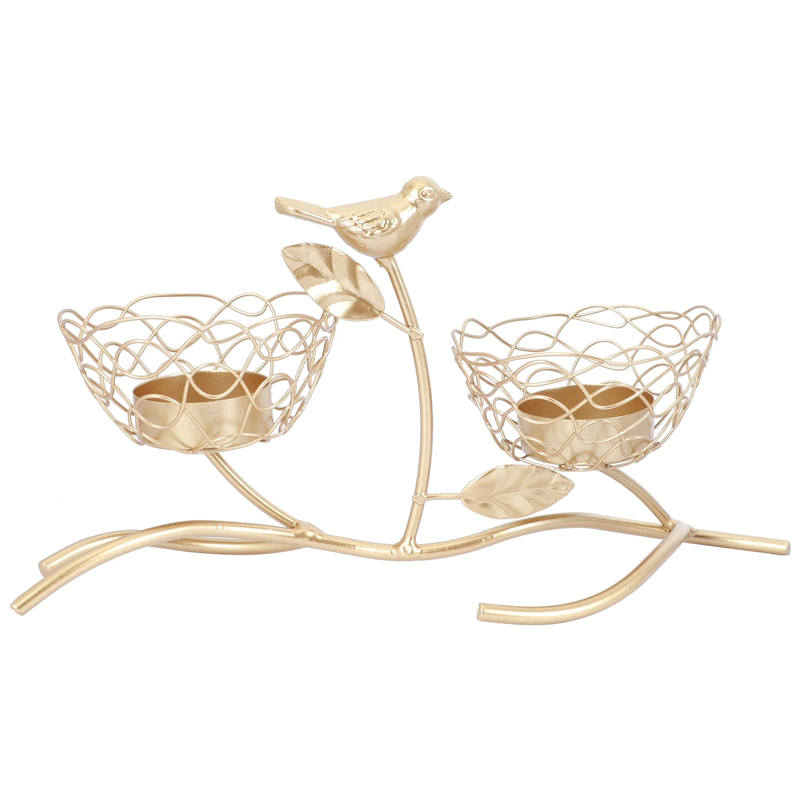 

1pc Decorative Double Cup Holder Delicate Tabletop Candlestick Ornament