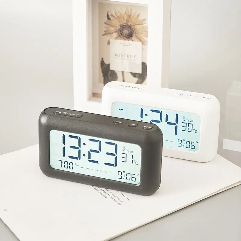 

Charging Alarm Clock Simple Bedroom Bedside Electronic Clocks Digital LCD Multi-function Watch Snooze Backlight Table Clock
