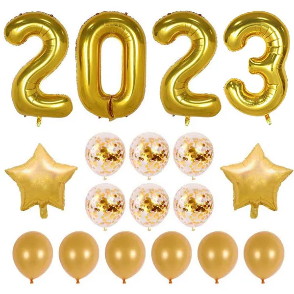 

40 inch 2023 Balloons Graduation Party Balloons with Confetti Balloons 18 inch Star Balloons for New Year Party Grad Event