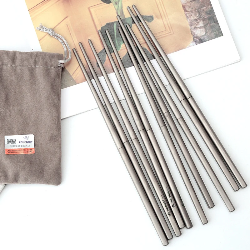 

Титановые палочки для еды на открытом воздухе, съемные складные товары для дома и кемпинга, портативная посуда для пикника, походная кухонная утварь, столовые приборы