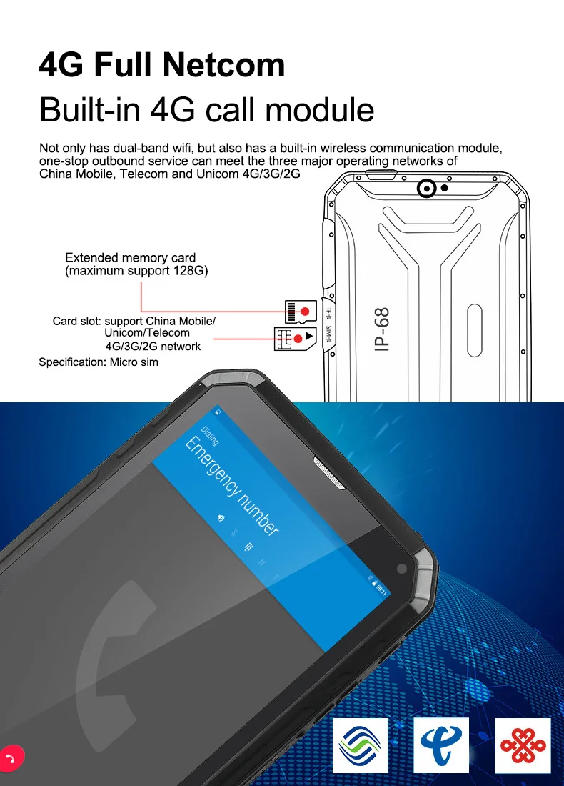 CENAVA 9500 мАч 3 ГБ + 32 10 дюймов прочный планшетный ПК 4G LTE 1