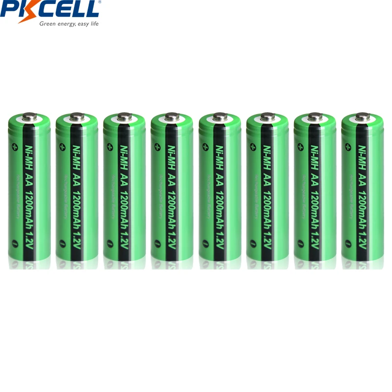 

10pcs PKCELL 1200mAh 1.2V NiMH AA Rechargeable Battery Ni-MH aa Batteries Industrial Bateria Button Top for lights toy