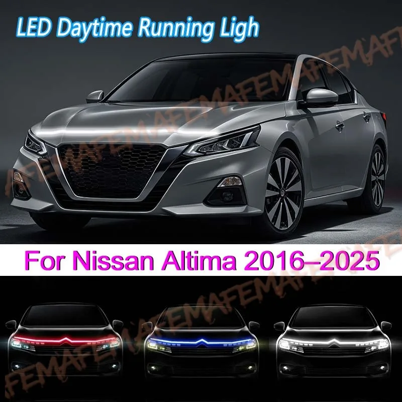 Фото Светодиодная декоративная лента для капота автомобиля, гибкая лампа DRL для Nissan Altima, дневные ходовые огни, полосы для фар. №1