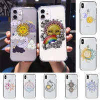 funny sun moon face phone case for iphone 11 12 13 mini pro xs max 8 7 6 6s plus x 5s se 2020 xr clear case