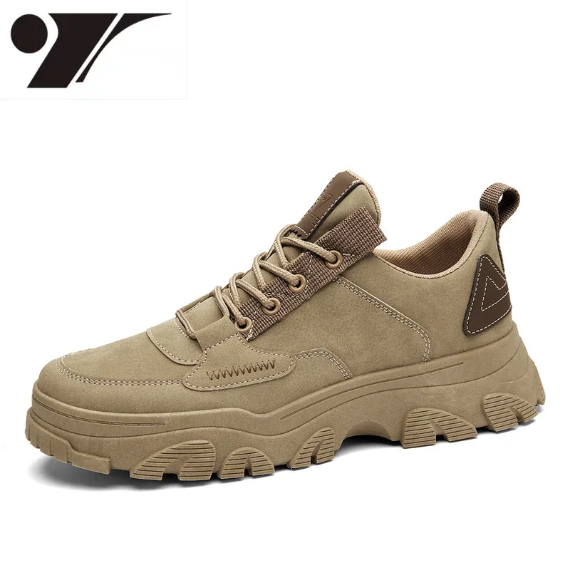 

Новинка Осенняя мужская обувь однотонные кожаные туфли для отдыха грузовые увеличенные износостойкие туфли на платформе