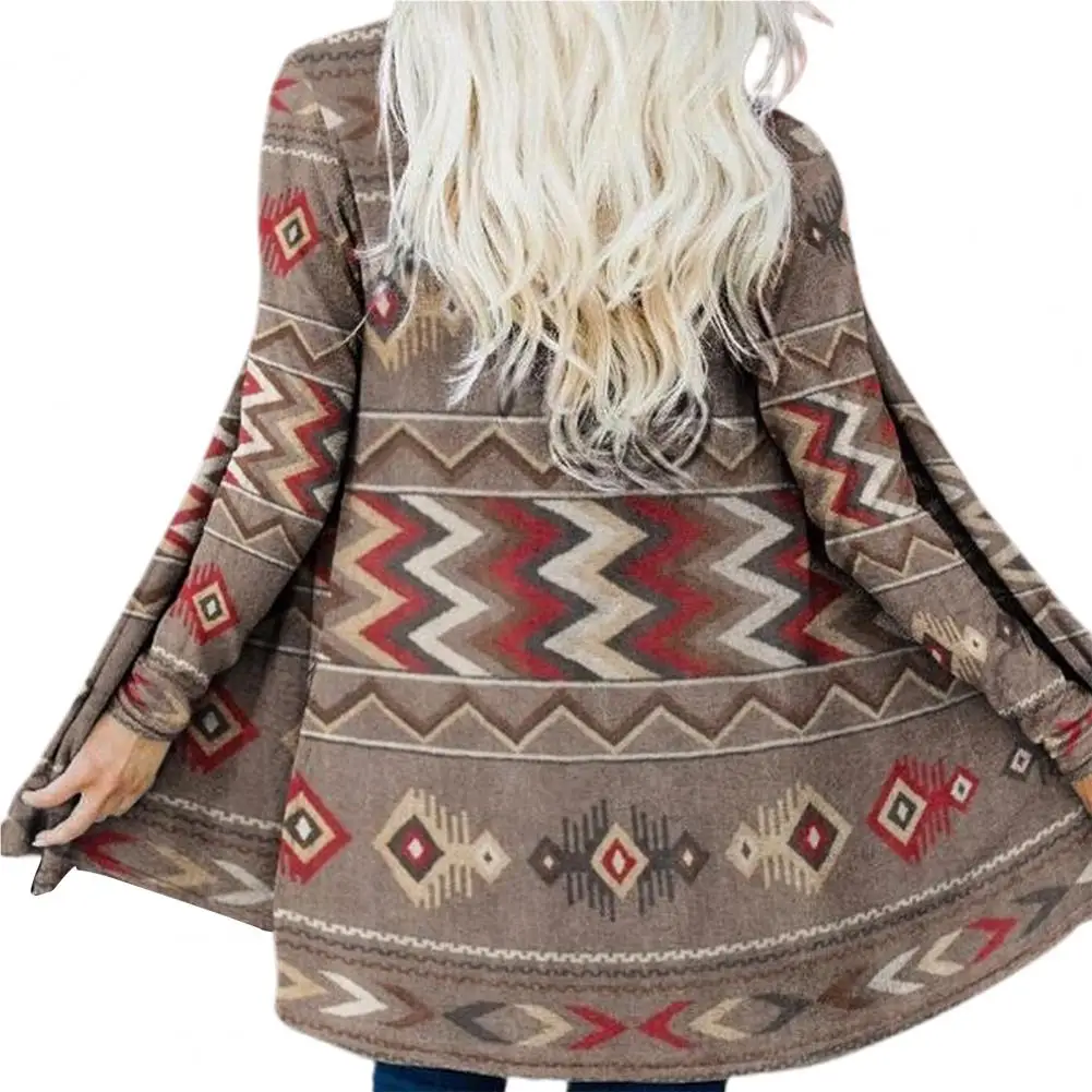 Aztec этнический принт Ретро Западный WesternCasual Ацтекский Принт Рубашка с длинным