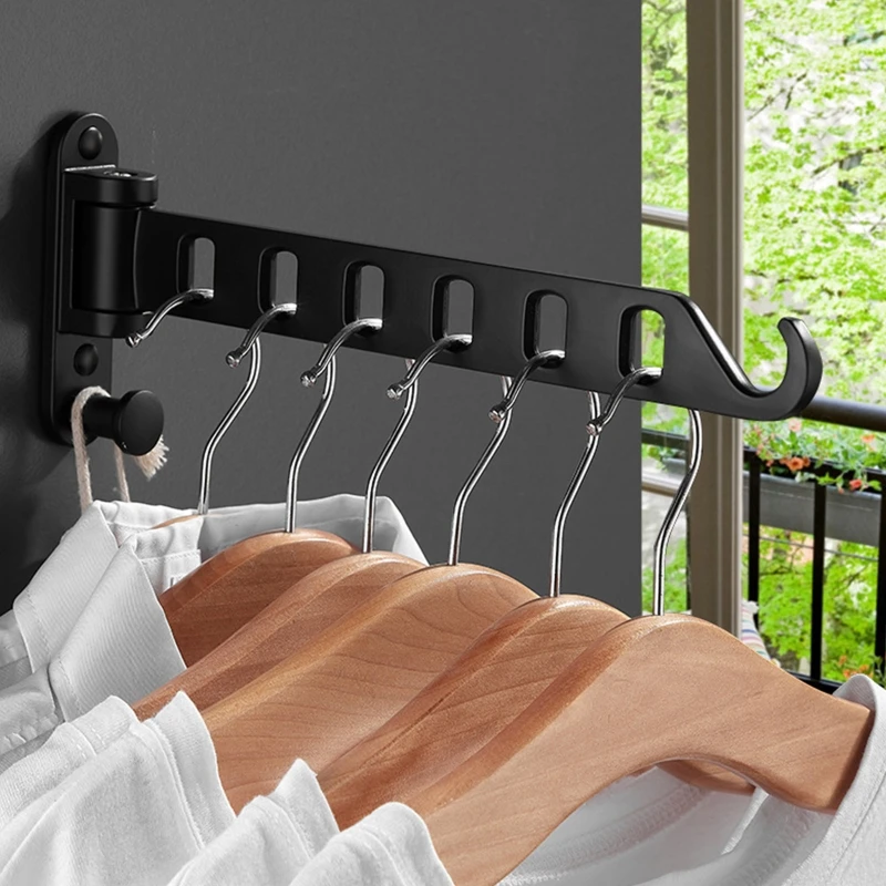 

Wall Mounted Laundry Hanger Dryer Rack Folding Clothes Hanger Metal Storage Rack for Home Dormitory Balcony Heavy Duty