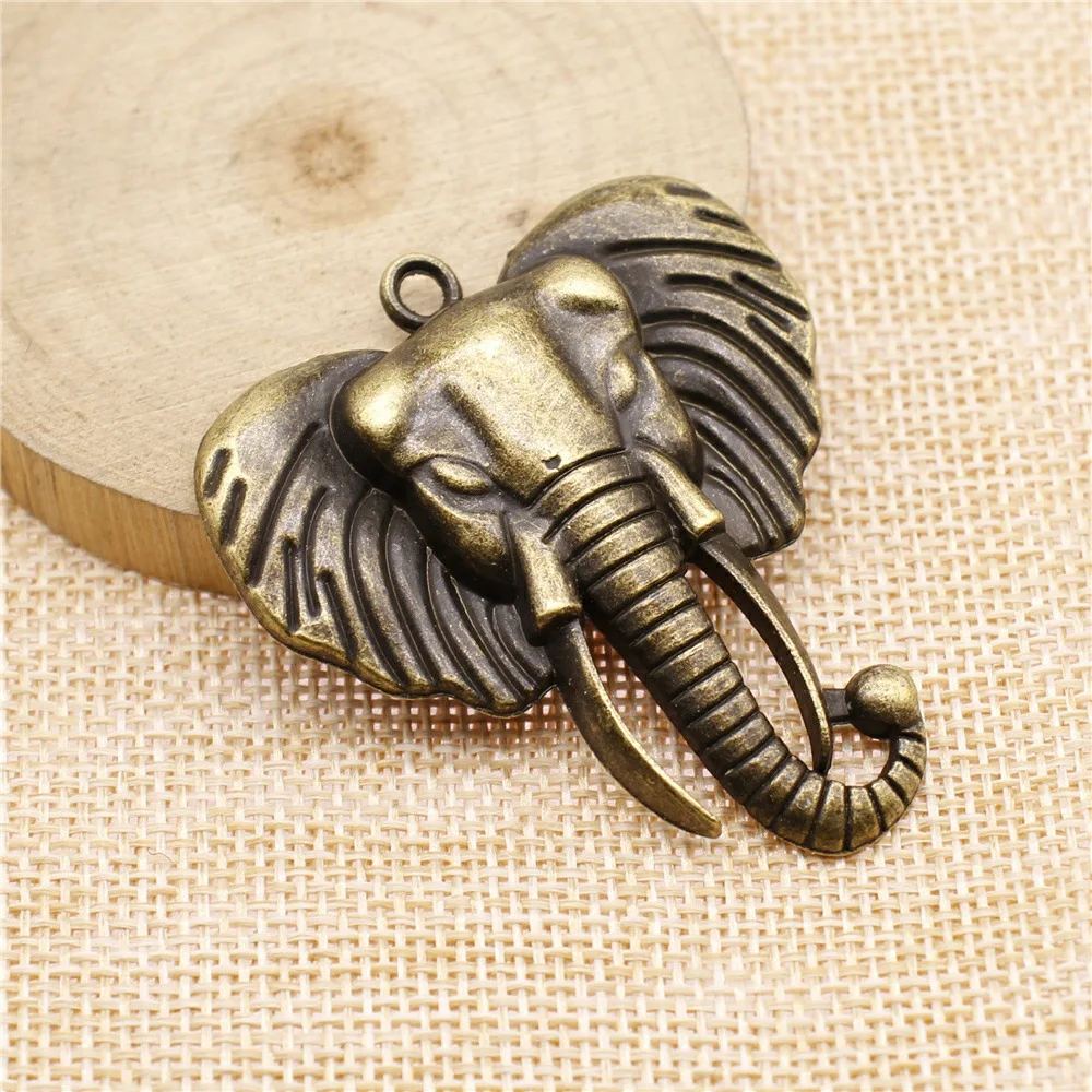 2Pcs 54x47mm Antique Silver Color Elephant Charms Pendant Designer Charms Fit Jewelry Making DIY Jewelry Accessories Wholesale
