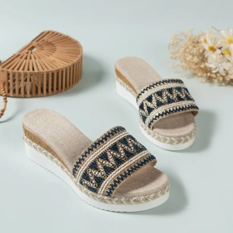 

Weave Women's Suppers Platform Summer Shoes for Women 2023 New Beach Casual Heeled Sandals Bohemian Handmade Ladies Espadrilles