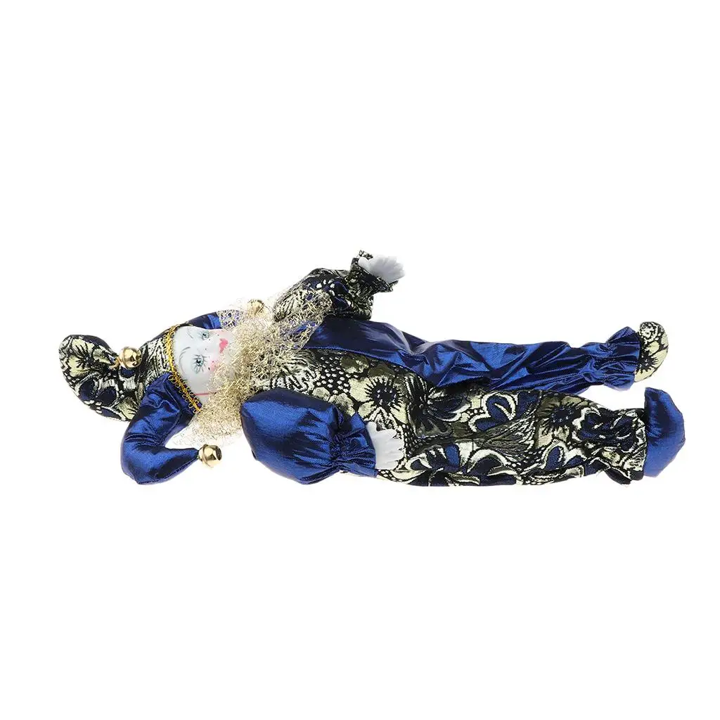 

1X Porcelain Hanging Feet Small Clown Doll, and desk Display Ornaments, D