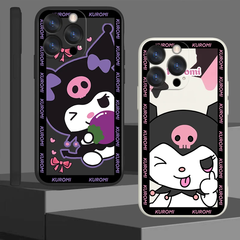 

Kuromi Girl Anime Sanrio Case For Apple iPhone 14 13 12 Mini 11 Pro XS MAX XR X 8 7 6S SE Plus Liquid Rope Phone Cover Core Capa
