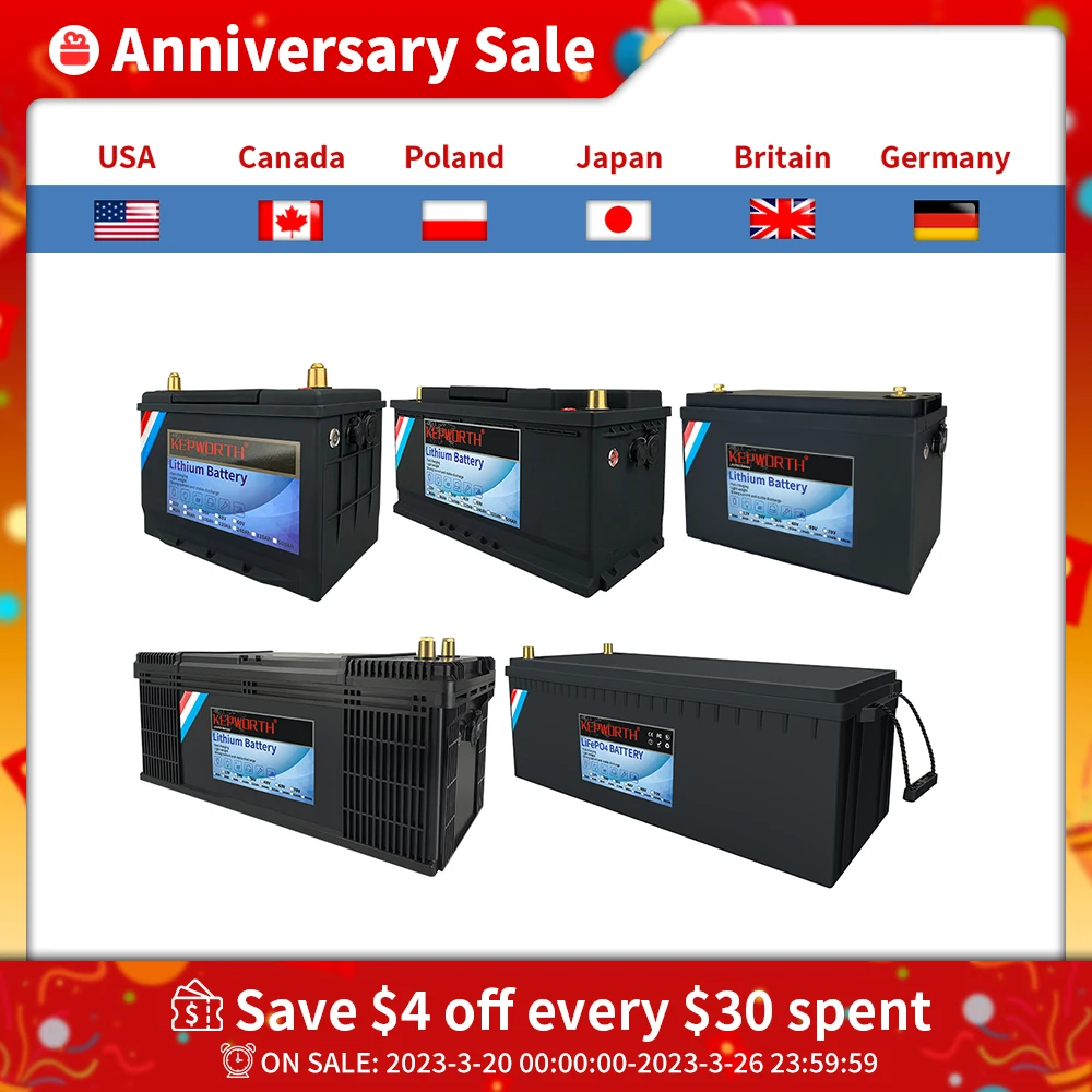 12V 24V 48V 60V LiFePO4 Lithium Iron Phosphate Battery With BMS 60 80 100 120 240 320Ah For Golf Cart EV RV Solar Energy Storage