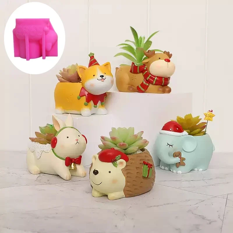 Рождественский подарок шапка слон еж суккулент растение цветочный горшок Смола