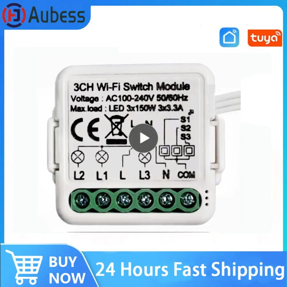 

Voice Wifi Wireless Smart Switch Mini Dual-control Module Smart Life 3 Gang 4 Gang Breaker App Remote Control Tuya Diy
