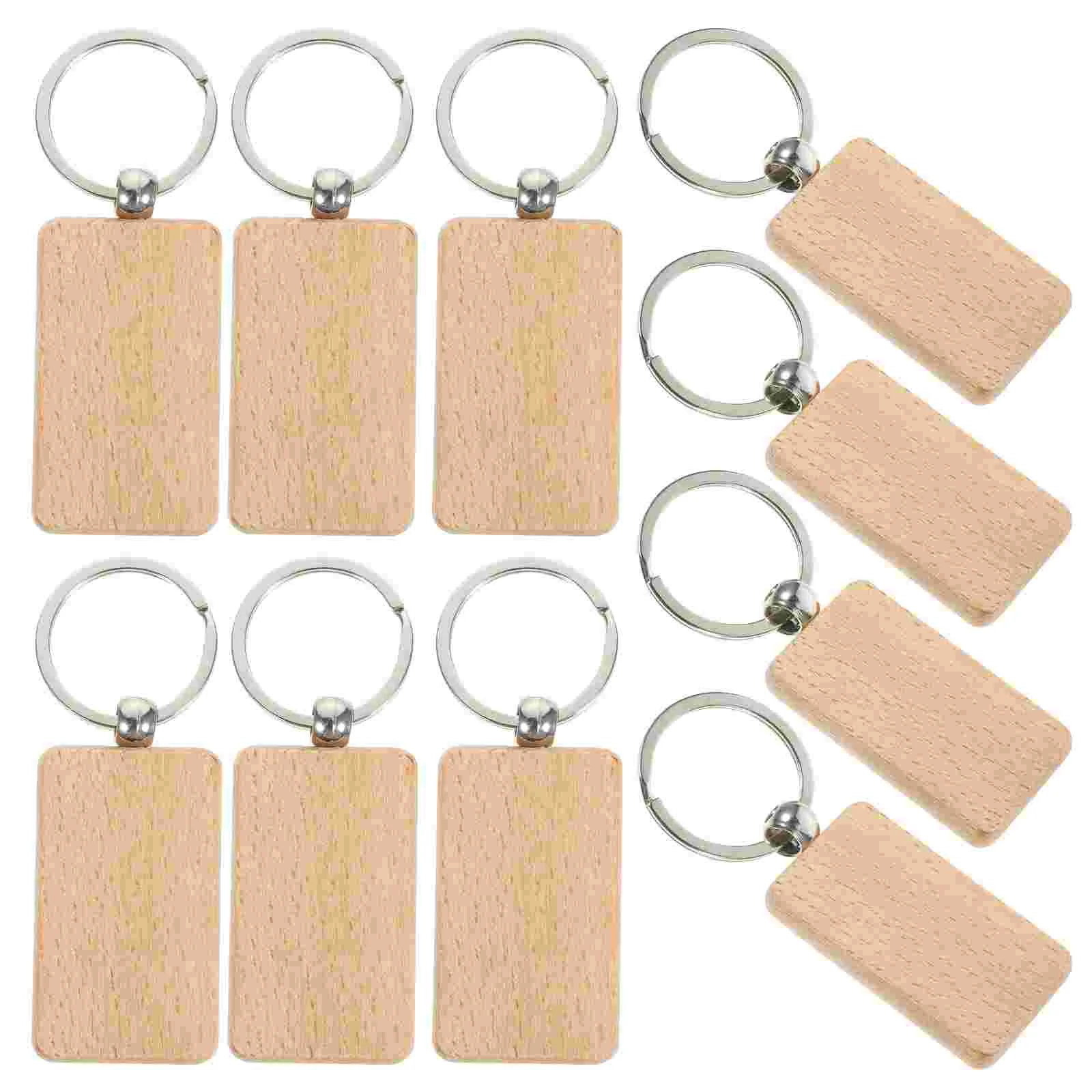 

20 Pcs Key Holder Car Engravable Chain Beech Fob Keychain Wooden Birthday Gifts