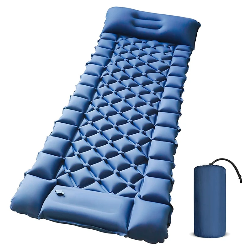 

Camping Sleeping Pad - Foot Press Inflatable Lightweight Camping Pad with Air Pillow for Backpacking, Hiking & Traveling