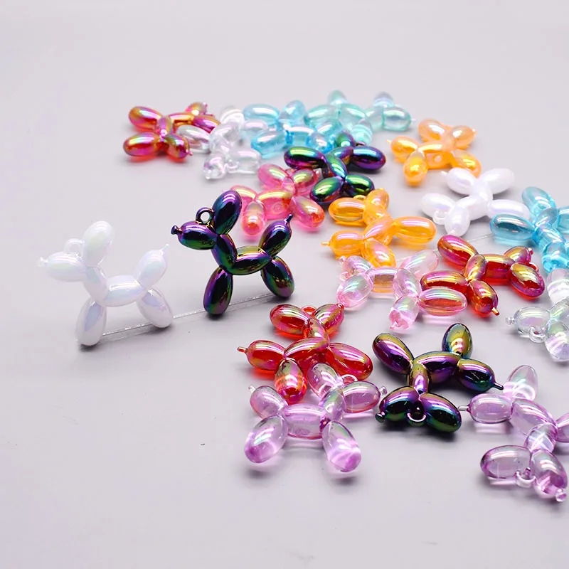 

Color Transparent Acrylic Balloon Dog Charms Pendant Connectors Jewelry Making DIY Earrings Necklace Key Chain Charms Pendant