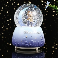 automatic snow couple crystal ball colored lights music box for girls valentines day gift girl room decorative ornaments
