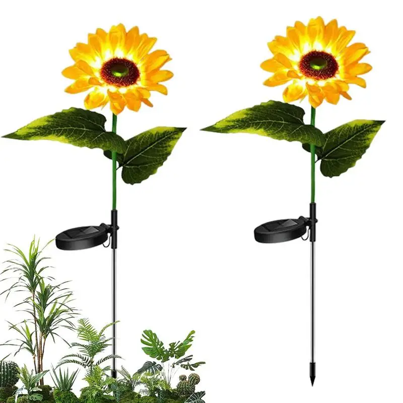 

Sunflower Solar Lights 2 Packs Upgrade Solar Powered Sunflower Lights Sunflower Pathway Decor Landscape Lights For Garden Yard