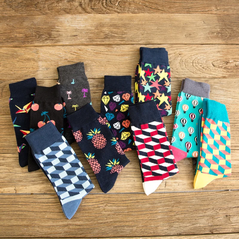 

Peonfly Colorful Men's Combed Cotton Gradient Funny Casual Mid Calf Crew Crazy Dress Socks for Gifts Us 7-11