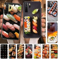 japanese food sushi black soft cover the pooh for huawei nova 8 7 6 se 5t 7i 5i 5z 5 4 4e 3 3i 3e 2i pro phone case cases