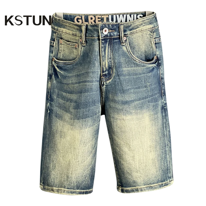 

Шорты мужские джинсовые стрейчевые, винтажная одежда в стиле ретро, с карманами и надписью, синие короткие штаны, облегающие прямые, лето 2022