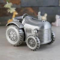 homhi metal tractor piggy bank silver hucha decorate tirelire coin storage car vehicle styling transportation gift hbj 543