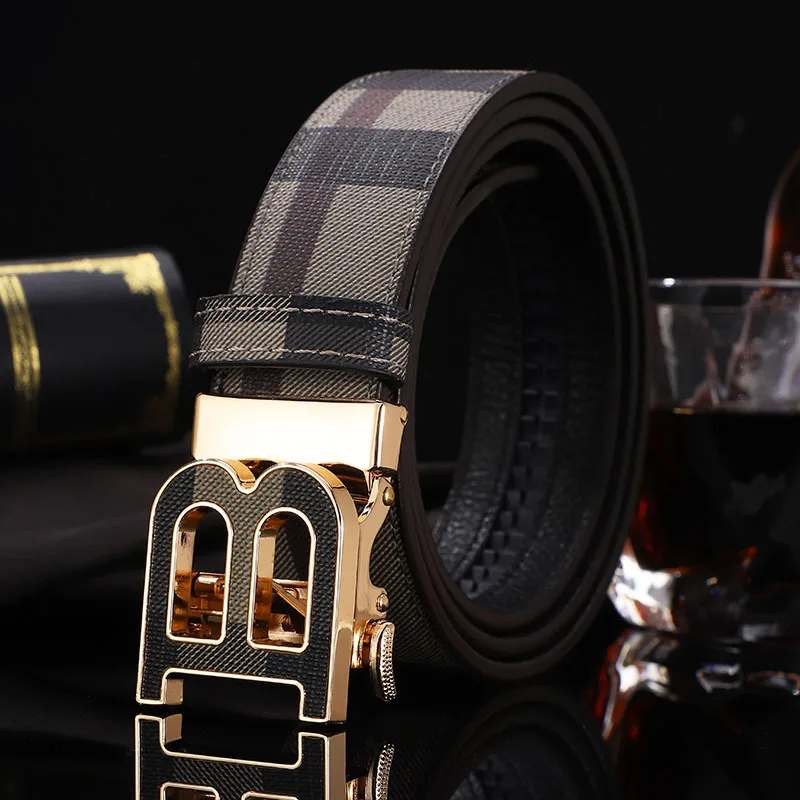 Famous Brand Men Genuine Leather Belts Designers B buckle High Quality Canvas Belts for Men Luxury Business Fashion Work Strap
