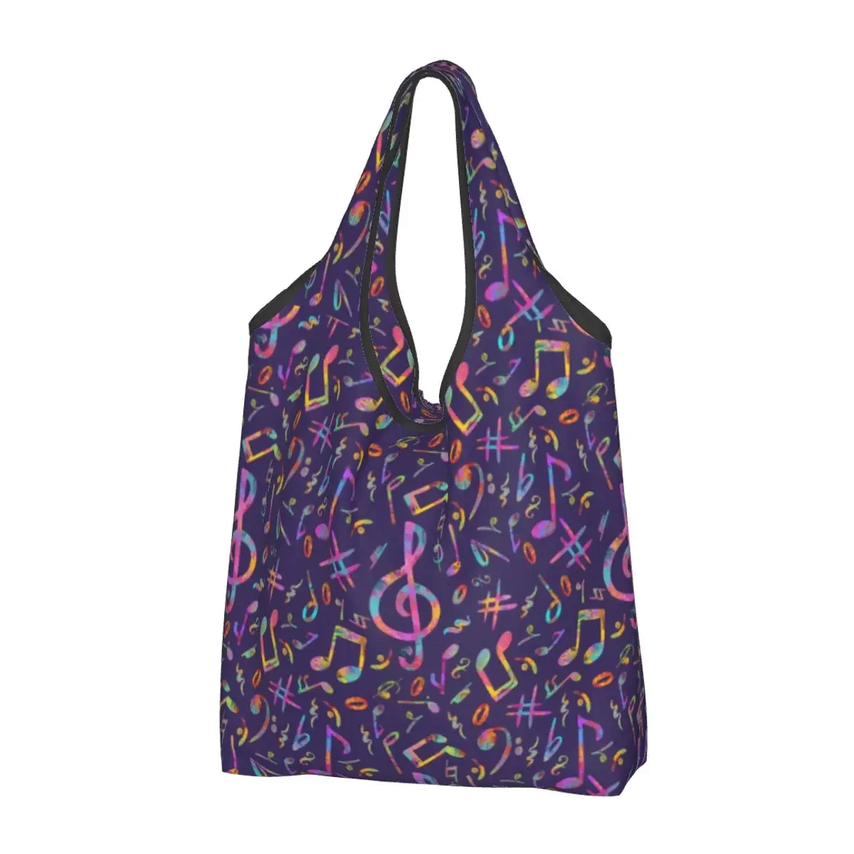 

The Art Of Music Groceries Shopping Bags Kawaii Shopper Shoulder Tote Bags Big Capacity Portable Musical Note Handbag