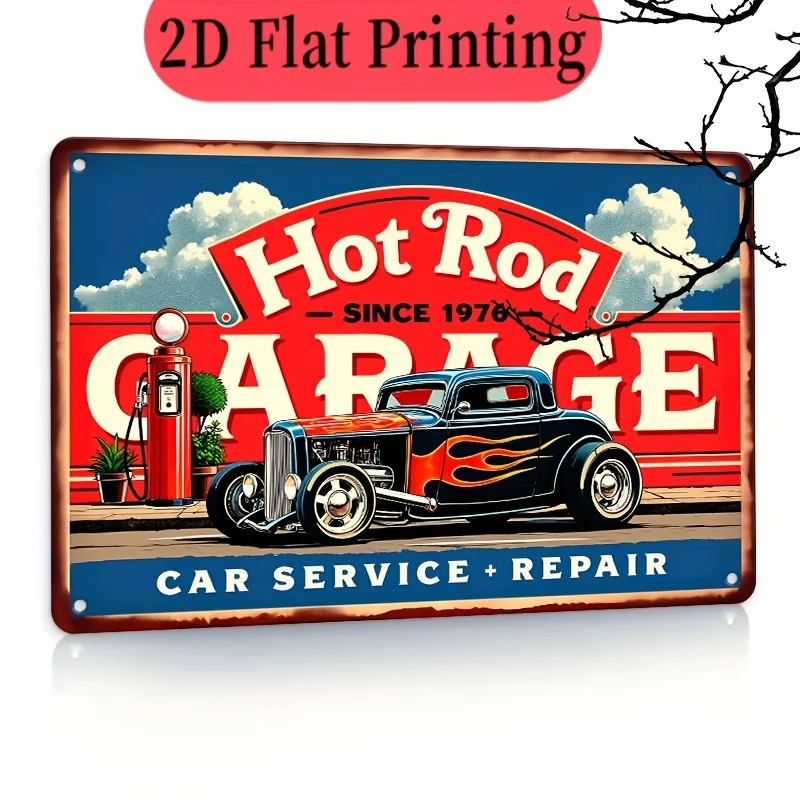 

Металлическая вывеска "Hot Rod Garage", алюминий
