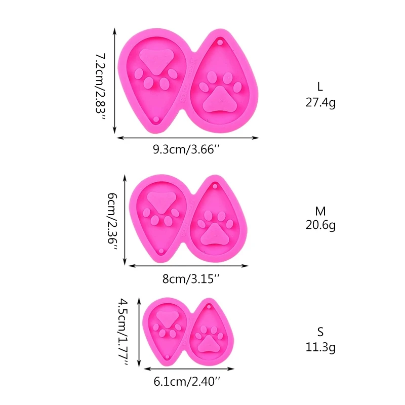 

1/3Pieces Animal Paw Earring Resin Molds Silicone Earring Mold for Jewelry Making Silicone Molds for DIY Fashion Earring T8DE