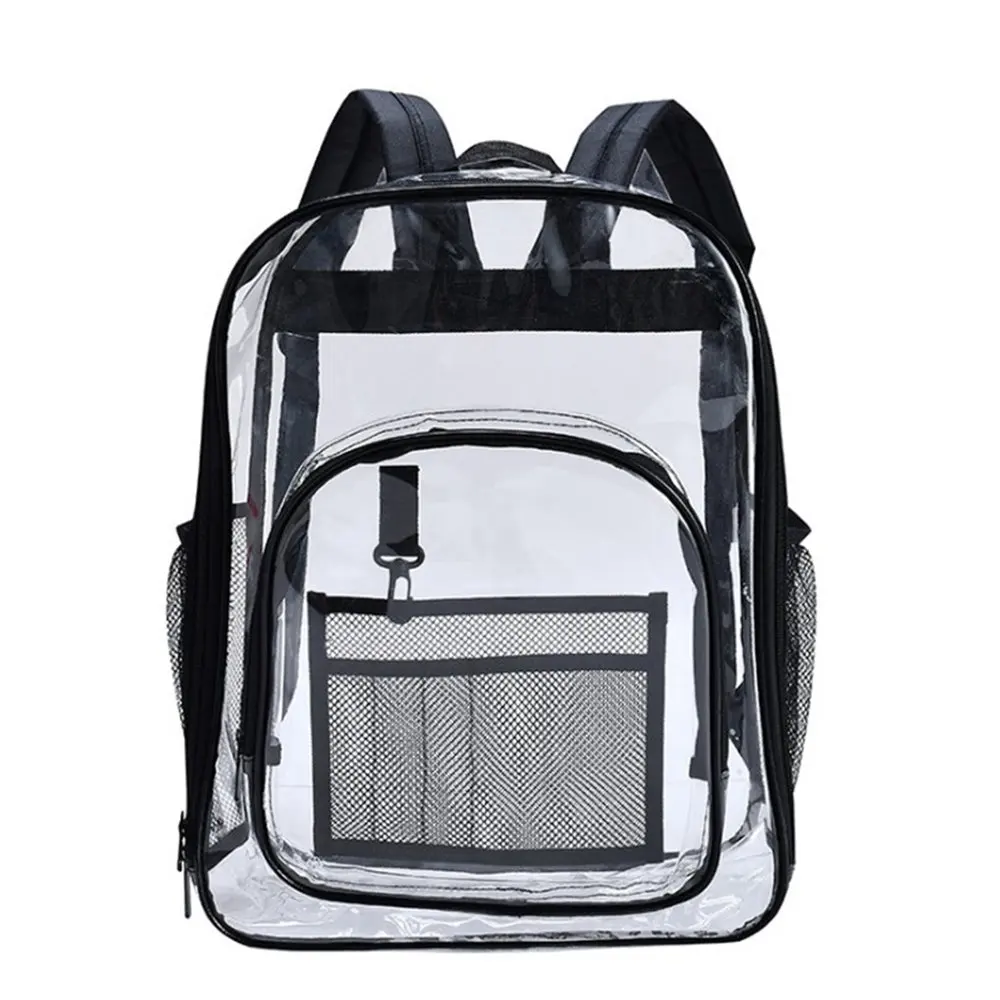 

17" Clear Backpack Water Resistant Transparent Backpack Heavy Duty See Through Backpack Large Capacity Bookbag School Bag with A