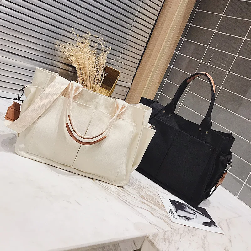 Women's Casual Canvas Tote Bag Shopper Simple Fashion Female Shoulder Bags For Women Travel Crossbody Ladies Designer Handbags
