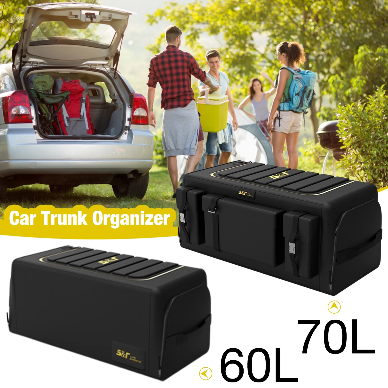 

60/70L Car Trunk Organizer Box Large Capacity SUV Auto Multiuse Storage Bag Stowing Tidying Folding For Emergency Storage Box