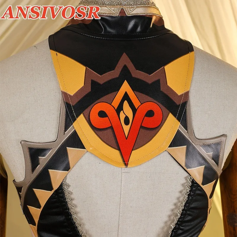 Игра Genshin Impact Mavuika Косплей Костюм бога войны Униформа с париком серьги