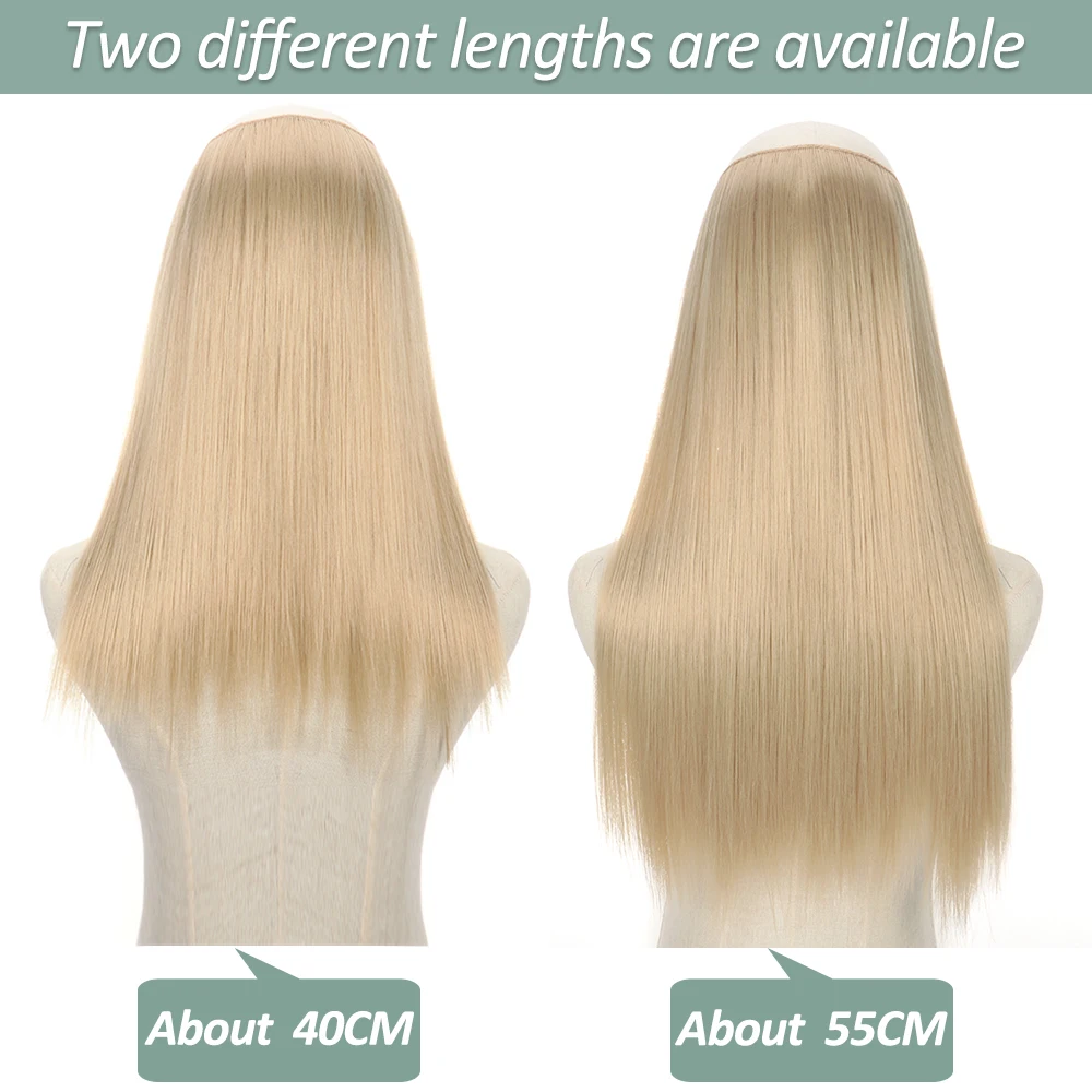 No Clips Natural Hair Extension Synthatic Artificial Long Straight Hairpiece Blonde Black Mixed Color False Hair Piece For Women
