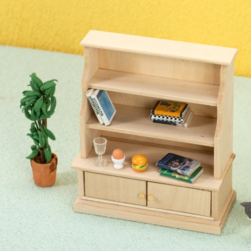 

1:12 Dollhouse Miniature Bookcase Locker Storage Cabinet Shelf Rack Furniture Model Study Living Room Decor Rack 1pc