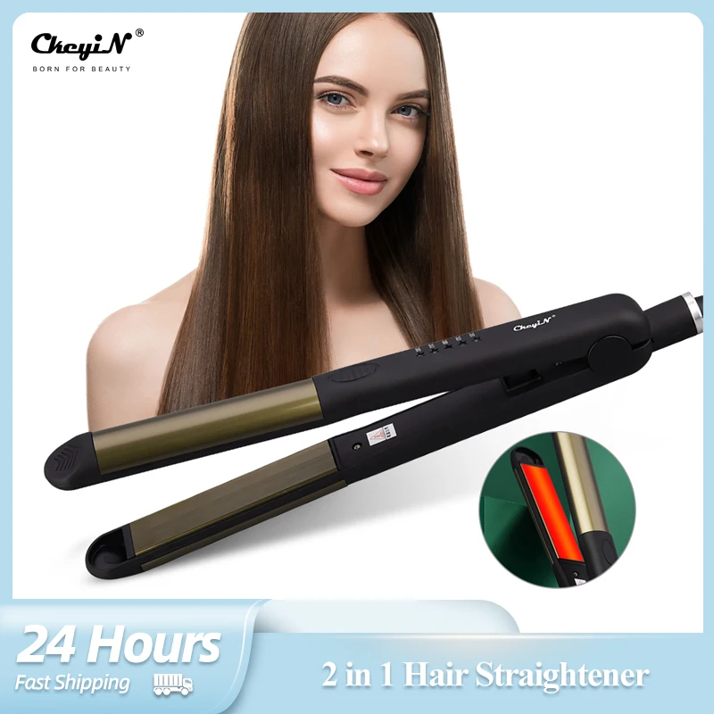 

Профессиональный Выпрямитель для волос CkeyiN 2 в 1, щипцы для завивки волос с отрицательными ионами, Керамический выпрямитель для волос, плойк...