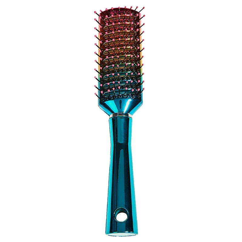 

Hair Scalp Massage Comb Rainbow Handle Metal Texture Wet Curly Detangle Hair Brush Pro Salon Hairdressing Styling Tools