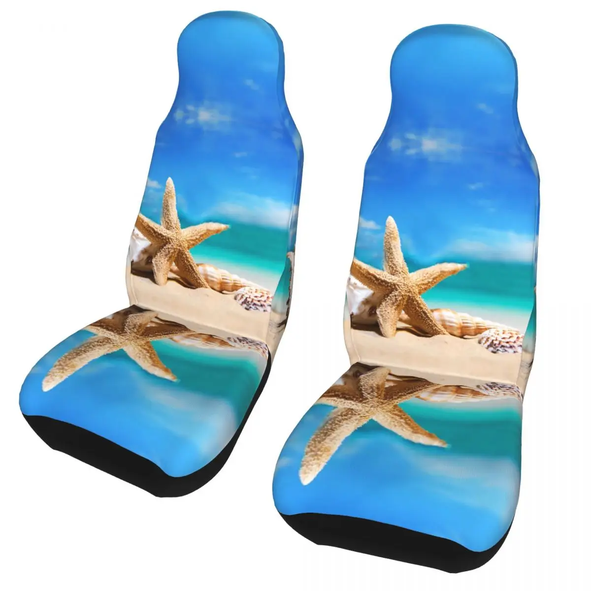 

Sea Stars Starfish Universal Car Seat Cover Auto Interior For SUV Beach Ocean Front Rear Flocking Cloth Cushion Fiber Seat