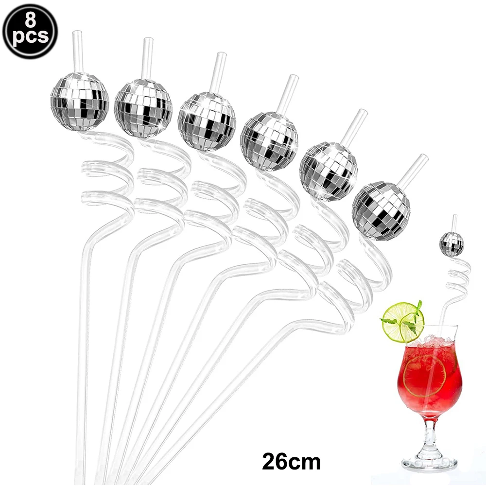 

Зеркальные диско-шар соломинки 8 шт.