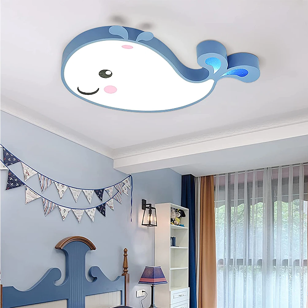 

Modern Ceiling Light Dimmable Creative Cartoon Whale LED Ceiling Lamp for Boys Girls Children's Bedroom Flush Mount Fixture