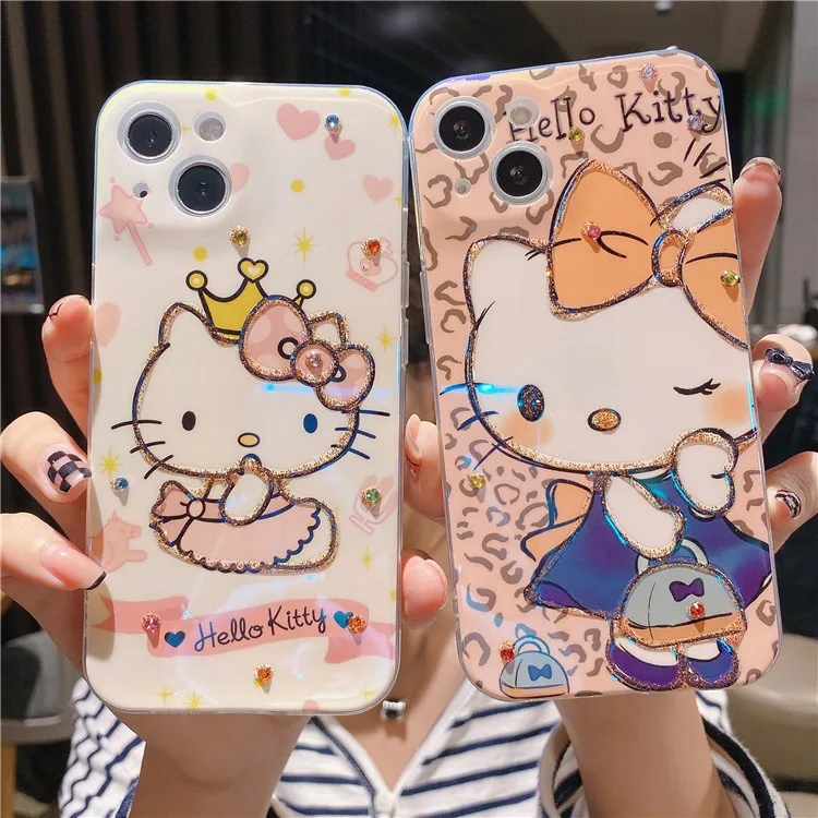

PG-SLO-123 for IPhone 7 8 Plus Case Creative Cartoon Cute KT Cat Cover for IPhone 11 12 13 Pro X XR XS Max Shockproof Phone Case