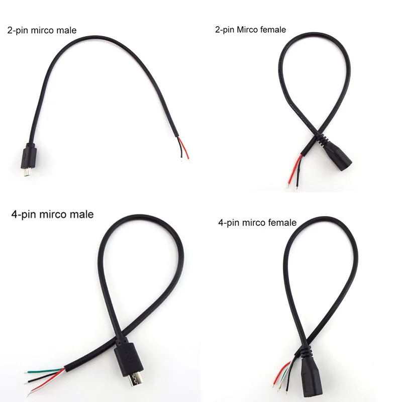 Фото 0,3 м USB 2.0 Тип A Мужской Женский 2-контактный 4-контактный микро-USB ремонтный сварочный кабель Адаптер питания для зарядки DIY Разъем 2 4 ядра s1 №4