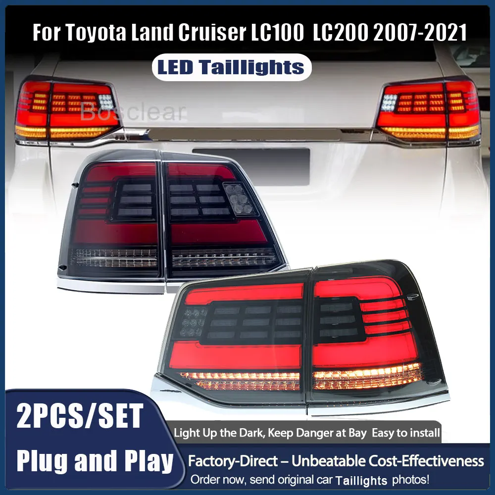 Фото Комплект из 4 светодиодных задних фонарей для Toyota Land Cruiser LC100 FJ200 LC200 2007-2021: стоп-сигналы, фонари заднего хода, Plug and Play №1