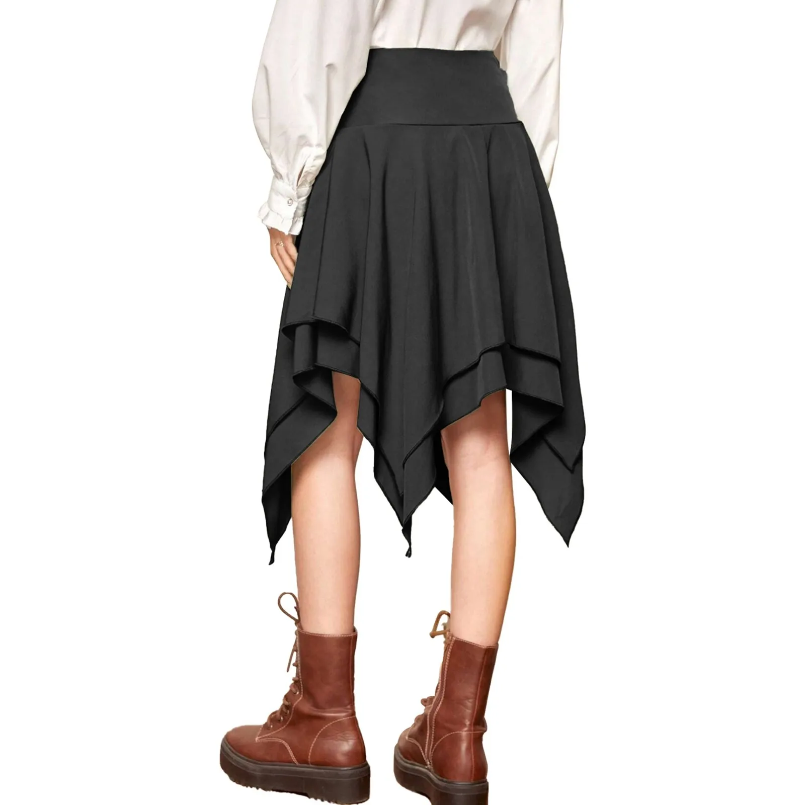 Женский Асимметричный костюм на шнуровке готическая юбка завязках с оборками